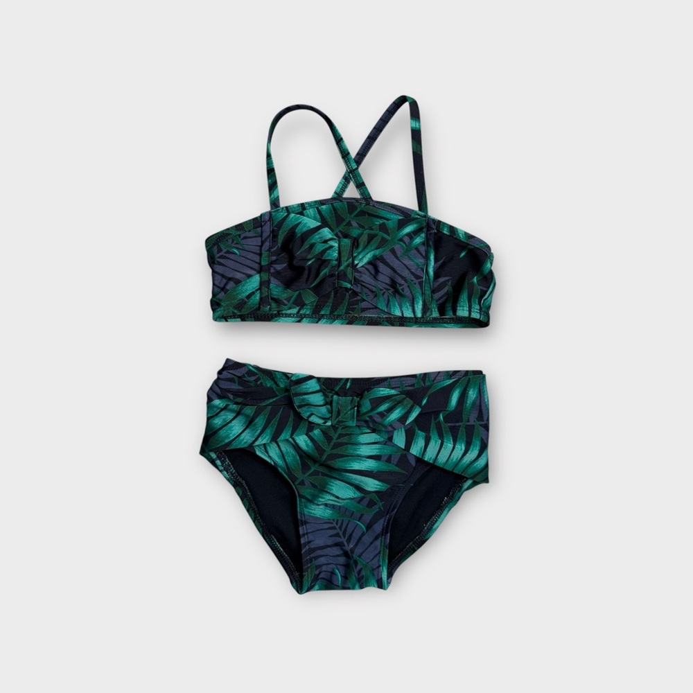 Genuine Kids Palm Tree Leaf Green 2 Piece Swimsuit - Picture 1 of 4